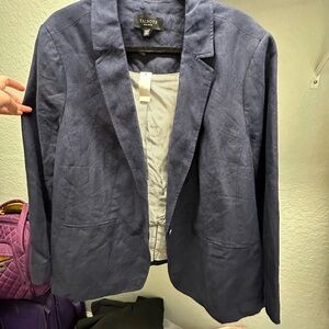 Talbots Navy Linen Blazer